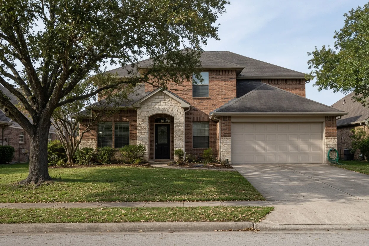 A suburban Dallas-Fort Worth home exterior.